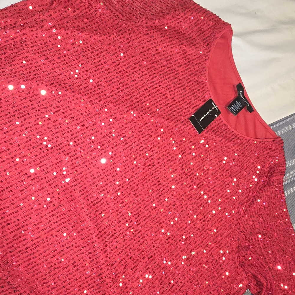Ashley Stewart Red Sequin Blouse - Picture 3 of 4